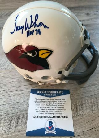 Hall Of Fame Larry Wilson Signed Arizona Cardinals Mini Helmet Beckett Bas
