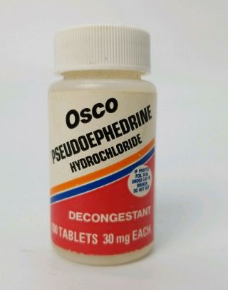 Vintage Osco Decongestant Bottle Pseduoephedrine - Generic Sudafed - Empty Bottle