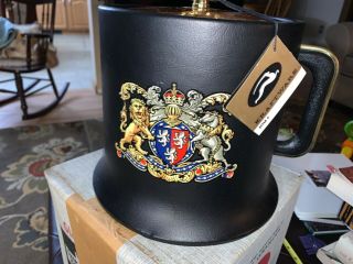 Vintage Midcentury Kraftware Ice Bucket With Handle European Crest Vinyl W/box