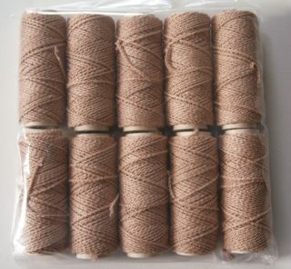 Vintage 10 Lemar Textile Vat Dyed Looping Thread Chain Spools - Nude Beige 5