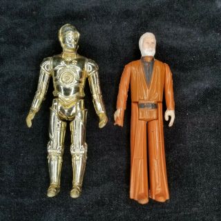 Star Wars Vintage 1977 C - 3p0 Droid And Obiwan Kenner Figures