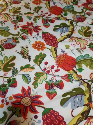 Vintage 2008 Pottery Barn Shower Linen Blend Fabric Bright Bold Floral Euc