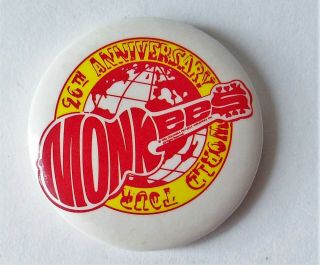 Vintage 1987 The Monkees 20th Anniversary World Tour Button Pin - 1