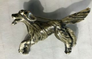 VINTAGE Gold Tone Enamal English Irish Setter Dog Pin Brooch 2