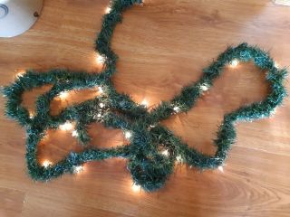 Vintage Prelit Artificial Green Christmas Garland with Lights 18 foot long 2