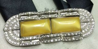 Vintage Art Deco Jewellery Fabulous Large Czech Satin Glass Belt Buckle