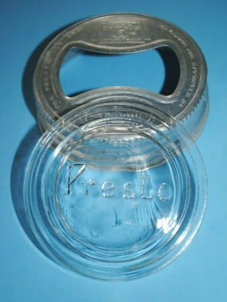 Vintage Presto Glass Top Insert Lid And Band For Regular Mouth Mason Canning Jar