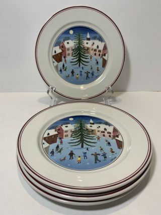 Vintage Villeroy & Boch Naif Christmas Set Of 4 Plates 8”