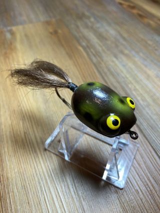 Vintage Fishing Lure Early Weber Spin Frog Circa 1932 Rare Brown Frog Tough Bait