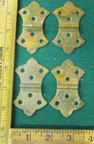 4 Vintage Salvage Solid Brass Butterfly Hinges