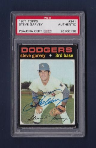 Steve Garvey Signed Los Angeles Dodgers 1971 Topps Rookie Baseball Card Psa/dna