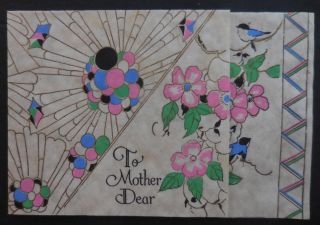 Vintage 1920s Or 1930s Art Deco Floral And Bird Mother 