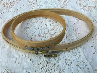 Two Vintage Wooden Embroidery Hoops 9 " Oval And 5 " Round
