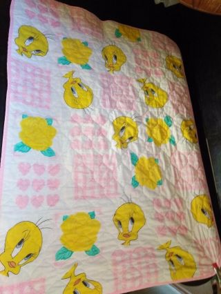 Vintage Looney Tunes Tweety Bird Heavy Large Baby Crib Blanket