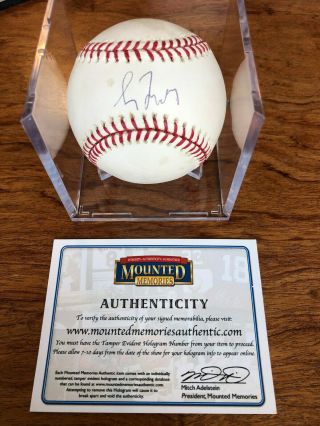 Greg Maddux Autographed Oml Baseball Atlanta Braves Hof Mounted Memories