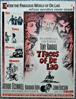 Vintage 1964 Tony Randall Barbara Eden 7 Faces Of Dr Lao Movie Advertisement