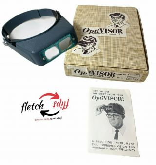 Vintage Donegan Opti - Visor Da - 3 Head Band Magnifier W/ Box Color Blue
