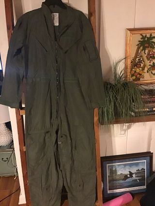 Vtg Usa Flight Suit,  Cwu - 27/p Sage Green Size 46 R Regular Coveralls Flyers
