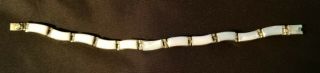 Vtg Taxco Mexico Link Bracelet 950 Sterling Silver Mother Of Pearl Jewelry