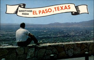 Greetings From El Paso Texas Aerial View 1950s - 60s Vintage Postcard