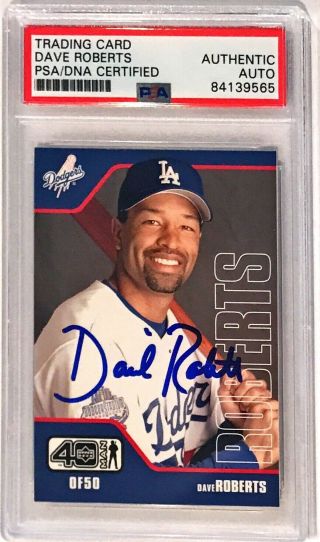 2002 Topps 40 Man Dave Roberts Dodgers Signed Auto Trading Card 694 Psa/dna