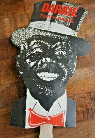 Vintage Darkie Toothpaste Advertising Hand Fan