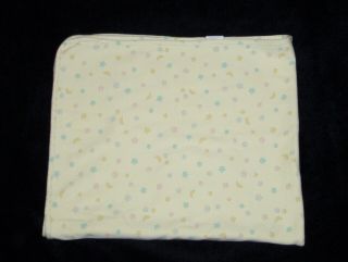 Vtg Carters Yellow Moon Star Baby Blanket Green Pink Cotton Security Lovey