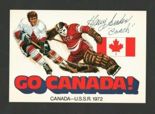 Harry Sinden Authentic Autographed 1972 Team Canada Summit Series Postcard