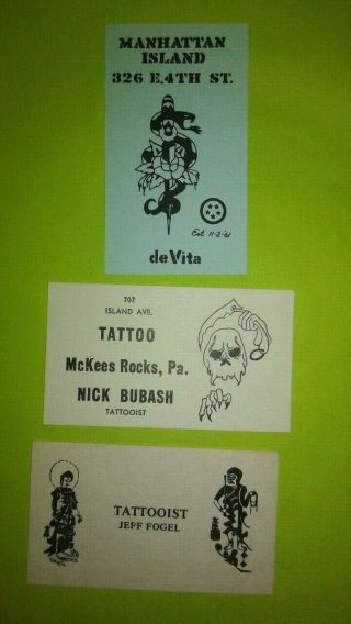 Vintage Thom Devita Nick Bubash Tux Tattoo Business Card Flash Baltimore 70s Nyc