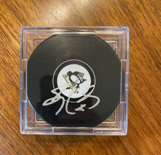 Sidney Crosby Autograph Signed Penguins Puck,  Psa Quick Opinion Pass,  Proof Photo