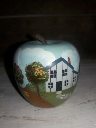 Vintage Hand Painted Wood Apple Country Farm Barn Home Signed With Initials