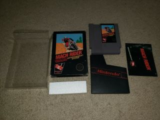 Vintage Mach Rider Nes Nintendo Game Cib,  Black Box Hangtab,  5 Screw Game
