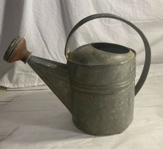 Vintage Galvanized 6 Metal Watering Can W/ Sprinkler Head Farmhouse Cottage