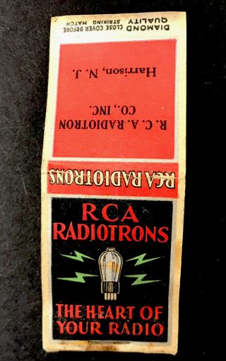 Vintage Match Cover.  Rca Radiotrons,  Radio Tubes.  Ca.  1930