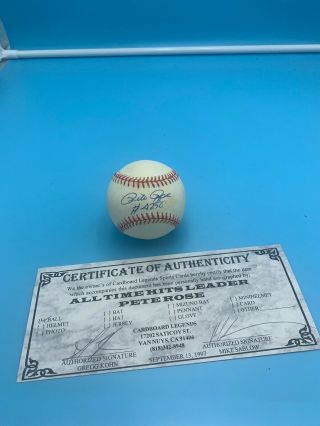Autographed Base Ball By Pete Rose Railings Official Nl Ball