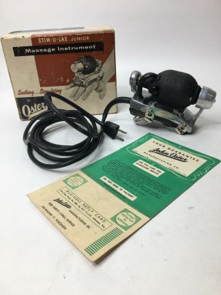 Vintage Oster Stim - U - Lax Junior Hand Held Massager Model M4 W/ Box