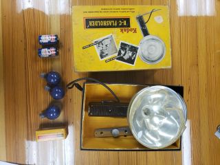 Vintage Kodak B - C Flasholder With Box,  Batteries And Bulbs