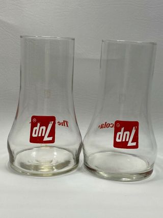 Vintage 1970s 7 Up The Uncola Soda GLASSES Cups Upside Down Style 7UP Bottle 3
