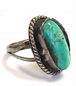 VTG NATIVE AMERICAN STERLING SILVER RING W/ TURQUOISE STONE 2