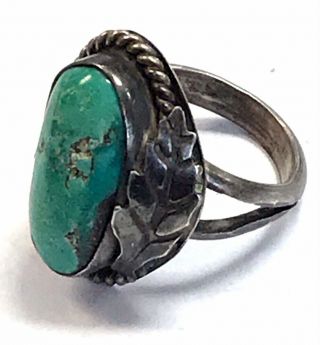 VTG NATIVE AMERICAN STERLING SILVER RING W/ TURQUOISE STONE 3