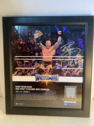 Signed Randy Orton Wrestlemania Wwe Plaque 10/250 W Ring Mat Legend Killer