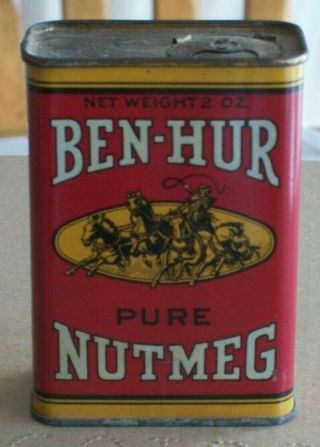 Vintage Ben - Hur 2 Oz Nutmeg Spice Tin Can