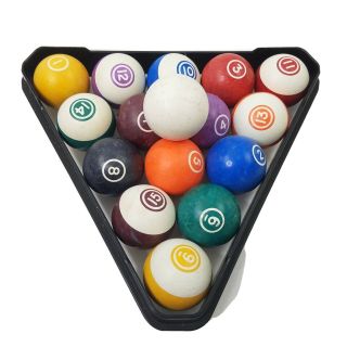 Vintage Set Of Billiard Pool Balls Bullseye White Numbers Colored Marble Design
