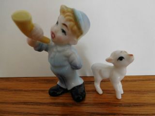 Vintage Bone China Little Boy Blue,  (lamb) Nursery Rhyme Miniatures