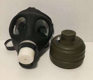 Vintage Zivilschutz Gas Mask Respirator With Filter Sz N