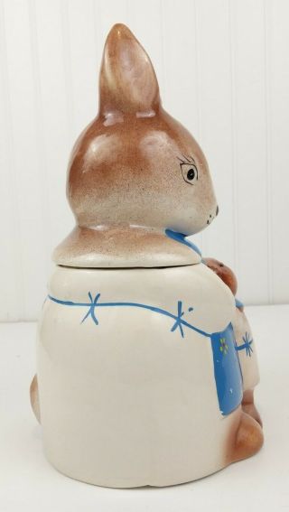 Vintage 30s 40s Mama Bunny Rabbit and Baby Cookie Jar Handpainted Ceramic Mother 3