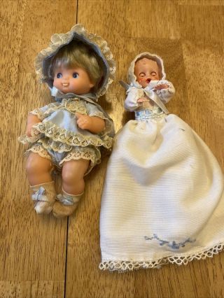 2 Vintage Plastic Jointed Baby Doll 1 W/ Sleepy Eyes Made In Hong Kong