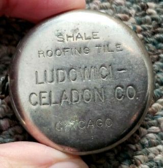 Vintage Metal Advertising Tape Measure - Ludowici Celadon Co - Chicago Roofing