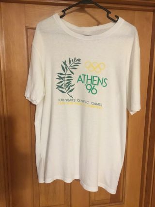 Vintage Very Rare Athens 1996 100th Year Olympic Games T - Shirt