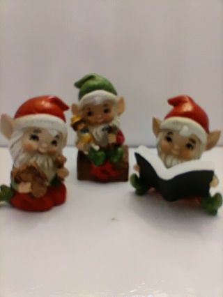 Vintage Homeco Christmas Elves (set Of 3) - 2 Elves And A Reading Elf.